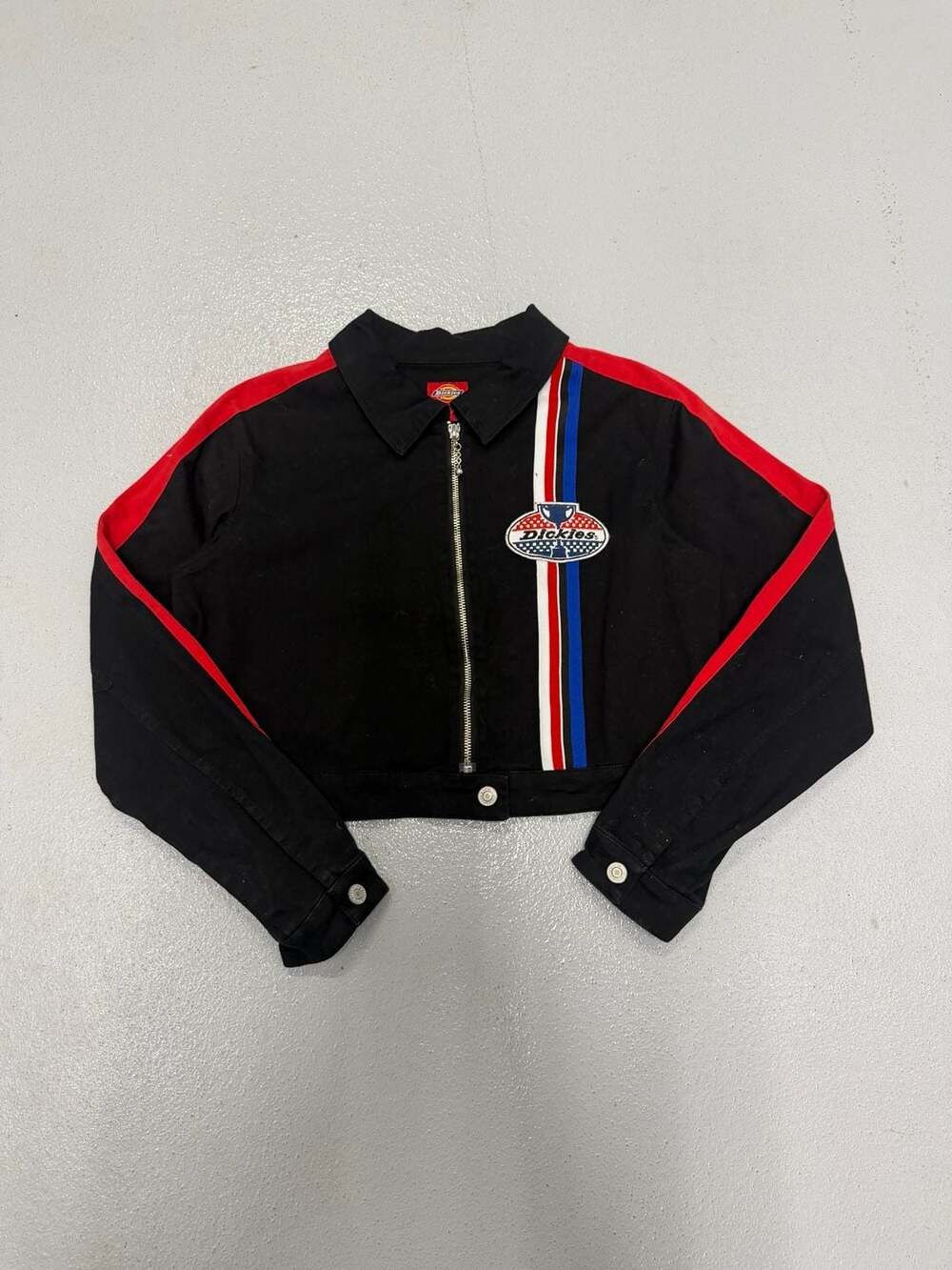 Dickies Women's Cropped Racing Style Jacket with Trophy Patch